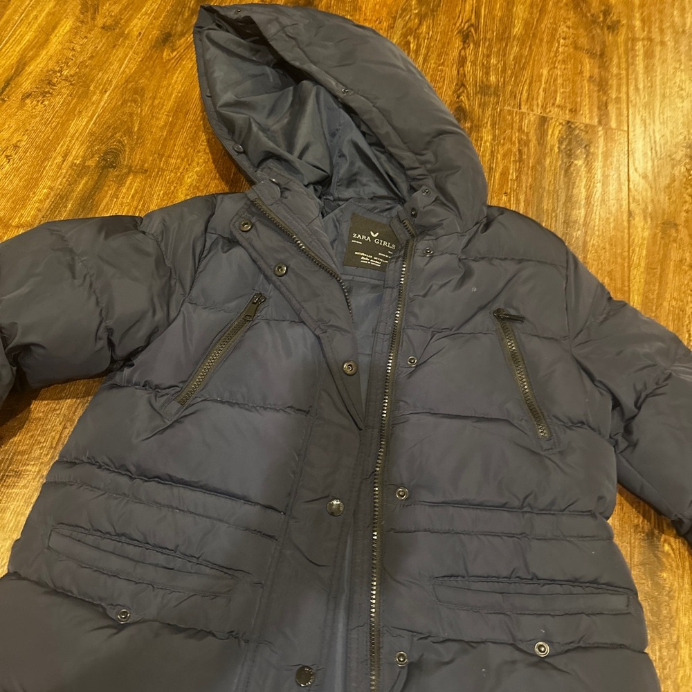 Zara Girls Dark Blue Hooded Jacket